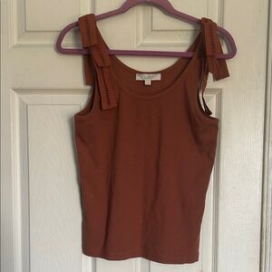 NWT LOFT brownish/orange ribbed tie accent tank top size large